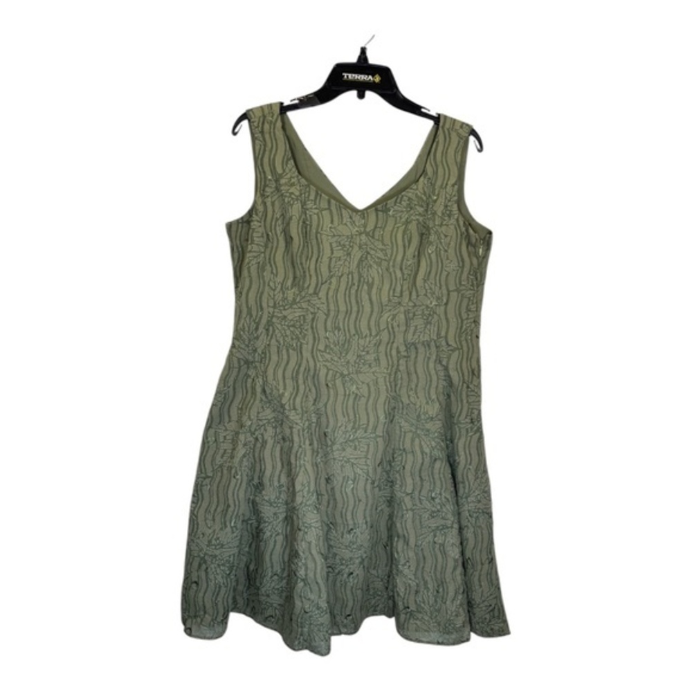 Jolibel Vintage Dress Womens Size 16 Green Sleeveless Embroidered Cottagecore
